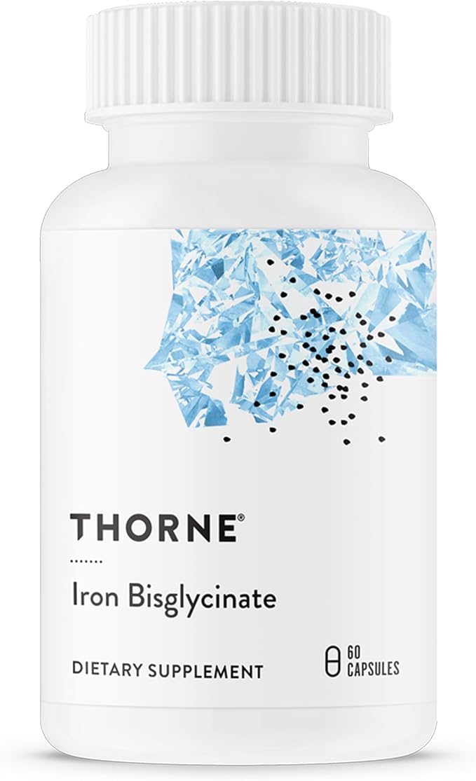 THORNE Iron Bisglycinate 25mg – Gentle, High Absorption Iron for Women & Athletes – 60 Capsules