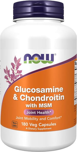 NOW Foods Glucosamine Chondroitin with MSM – Joint Health, Mobility & Flexibility Support – Vegetarian, Non-GMO, Gluten-Free – 180 Capsules