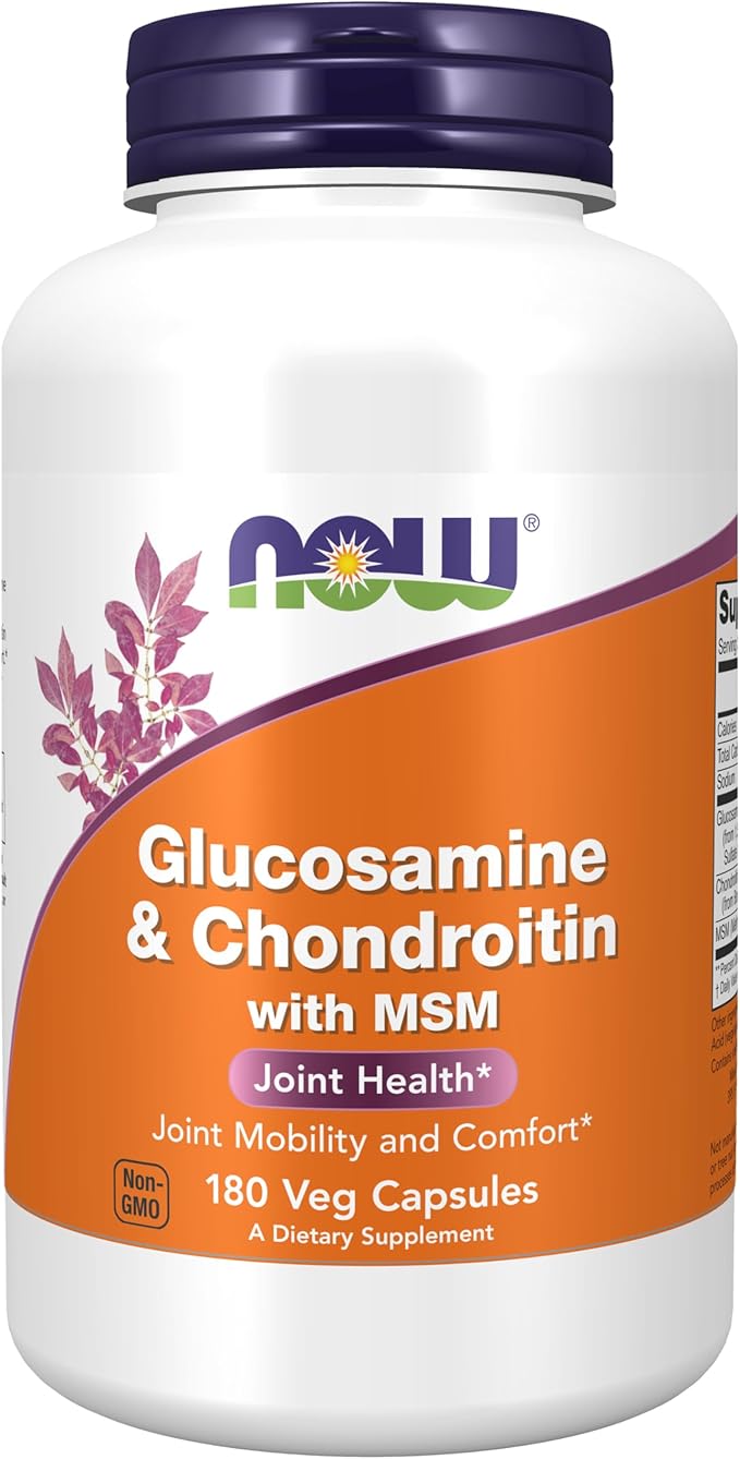 NOW Foods Glucosamine Chondroitin with MSM – Joint Health, Mobility & Flexibility Support – Vegetarian, Non-GMO, Gluten-Free – 180 Capsules