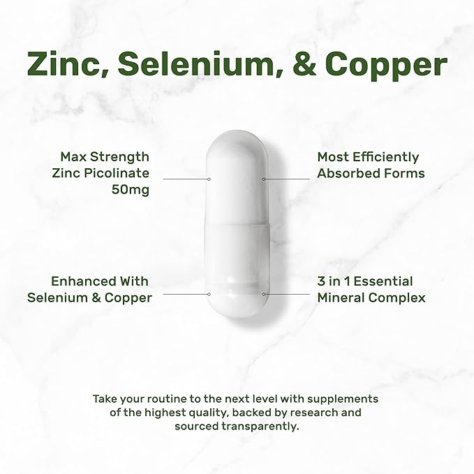 Deal Supplement Zinc 50mg with Selenium & Copper – Zinc Picolinate Immune Complex – 240 Capsules