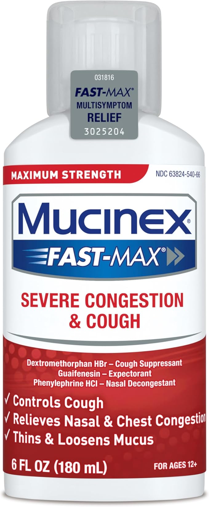 Mucinex Fast-Max Severe Congestion & Cough – Maximum Strength Multi-Symptom Cold Relief Liquid
