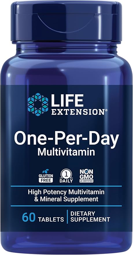 Life Extension One-Per-Day Multivitamin – High Potency, Quercetin, 5-MTHF, Plant Extracts – 60 Tablets