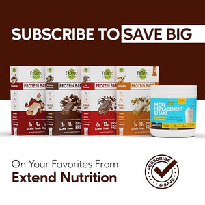 Extend Sugar Free Protein Bars – Diabetic Snack, High Protein & Fiber, Hunger Control, Low Carb, Keto Friendly, Variety Pack, 12 Count