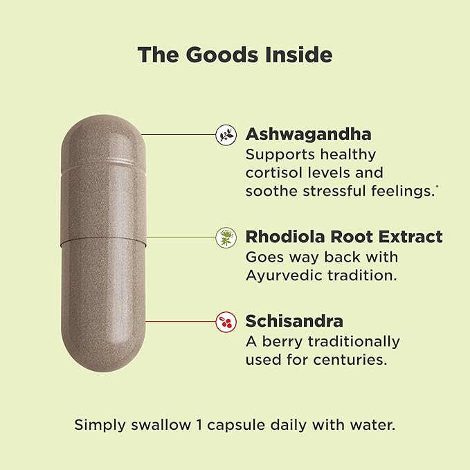 OLLY Chill Adaptogen – Ashwagandha & Rhodiola Mood Support – Stress Relief, Calm & Focus – Vegetarian, Non-GMO – 30 Capsules
