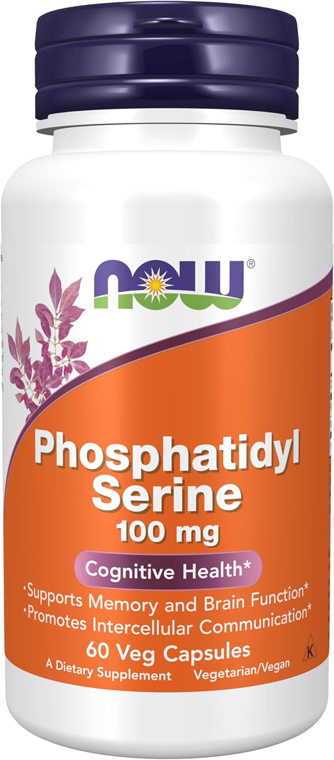 NOW Foods Phosphatidyl Serine 100 mg – Cognitive Support & Memory Supplement with Soy Lecithin – 60 Veg Capsules – Non-GMO
