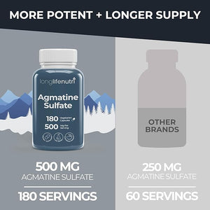 Agmatine Sulfate – 500 mg, 180 Vegetarian Capsules, 6-Month Supply, Made in USA