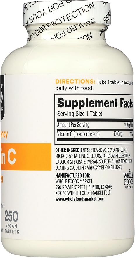 365 by Whole Foods Market Vitamin C 1000mg – Immune & Antioxidant Support – 250 Vegan Tablets