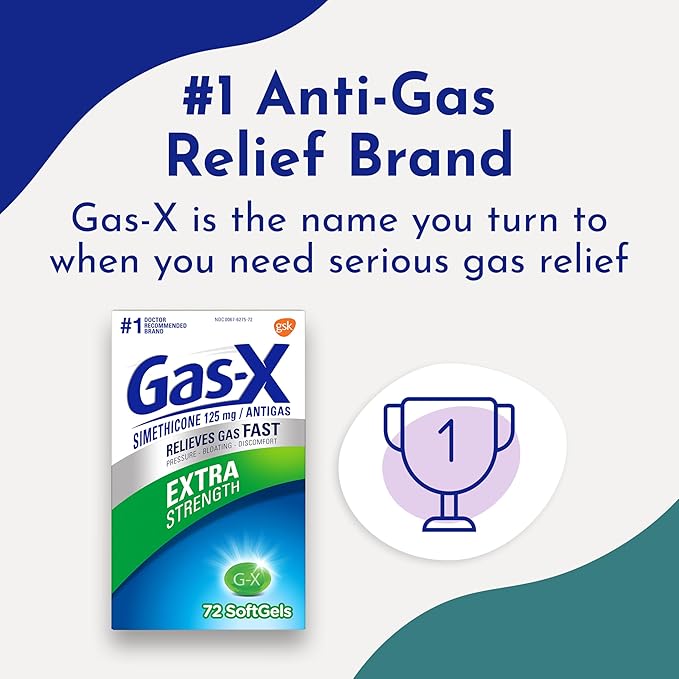 Gas-X Extra Strength Gas Relief Softgels with Simethicone 125 mg – Fast Relief for Gas, Bloating & Discomfort