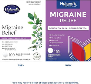 Hyland's Migraine Relief Tablets – 100 Count – Natural, Non-Drowsy, Homeopathic Headache Support – Fast Dissolving