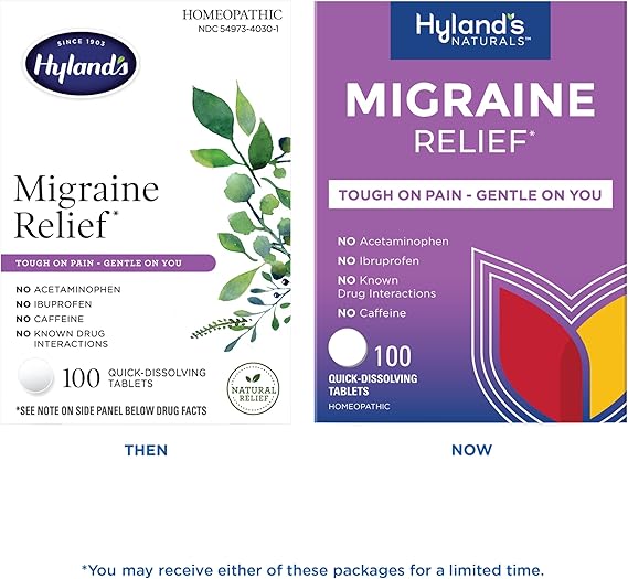 Hyland's Migraine Relief Tablets – 100 Count – Natural, Non-Drowsy, Homeopathic Headache Support – Fast Dissolving
