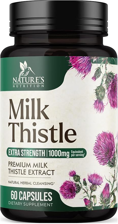 Milk Thistle Extract 1000mg with Dandelion Root – Herbal Liver Cleanse, Detox & Repair Supplement – Non-GMO, Gluten-Free – 60 Capsules