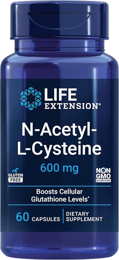Life Extension NAC 600mg – Immune, Liver & Respiratory Support – Powerful Antioxidant Defense – Non-GMO, Gluten-Free – 60 Capsules