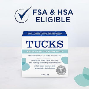 TUCKS Medicated Cooling Pads, 100 Count – Witch Hazel Hemorrhoid Relief & Postpartum Care Wipes