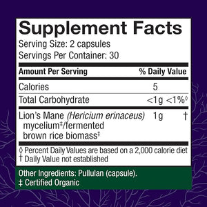 Host Defense Lion’s Mane – Brain, Focus & Memory Support – Immune & Nervous System – 60 Vegan Capsules