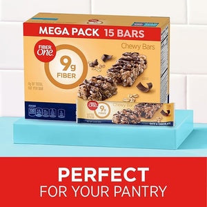 Fiber One Chewy Bars, Oats and Chocolate – High Fiber Snack Bar, Low Sugar, Mega Pack, 15 Ct