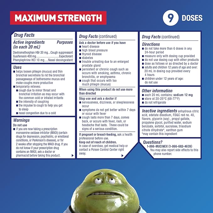 Mucinex Fast-Max Severe Congestion & Cough – Maximum Strength Multi-Symptom Cold Relief Liquid