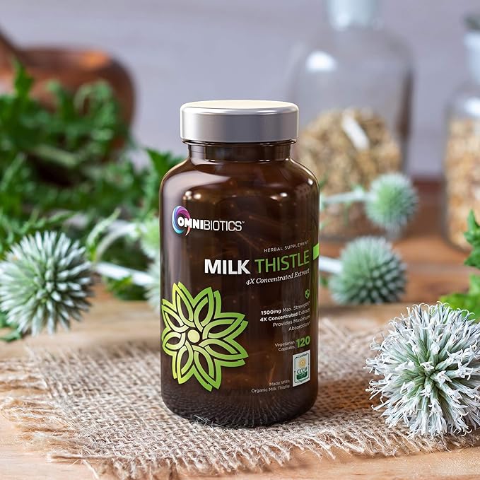 Organic Milk Thistle Supplement 1500mg – 4X Concentrated Extract with Silymarin – Liver Detox & Support – Vegan, Non-GMO, Gluten-Free – 120 Capsules
