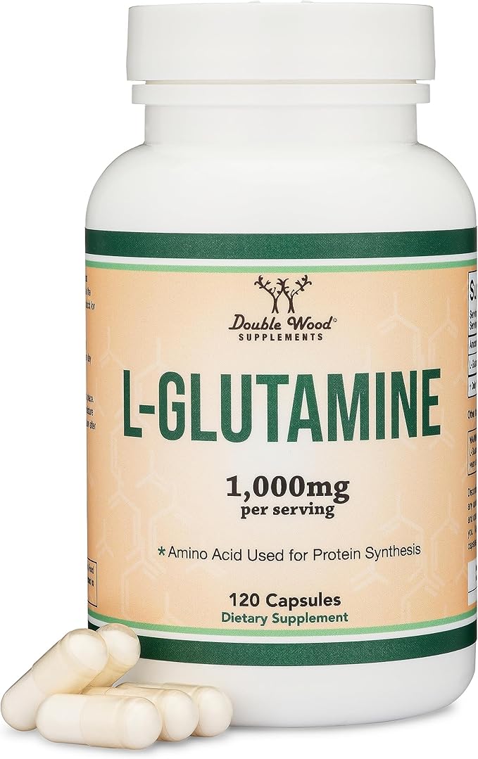 Double Wood L Glutamine Capsules – 1000mg Per Serving, 120 Capsules, Non-GMO, Gluten-Free, Keto Safe, Vegan Friendly