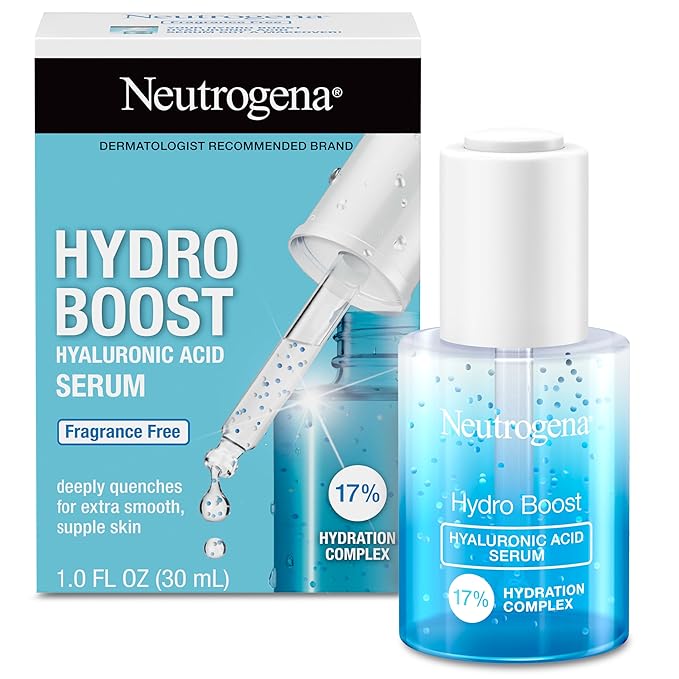 Neutrogena Hydro Boost Hyaluronic Acid Serum – Lightweight, Oil-Free, Fragrance Free – Daily Hydrating Serum for Dry Skin – Non-Comedogenic – 1 oz