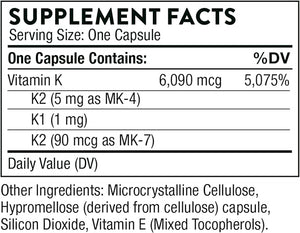 THORNE Vitamin K (3-K Complete) – K1 & K2 (MK-4, MK-7) – Bone & Calcium Support – 60 Capsules