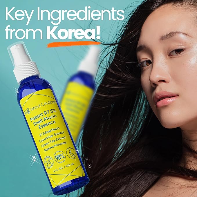 SeoulCeuticals Snail Mucin Face Mist – Hydrating Korean Essence Spray, 4oz