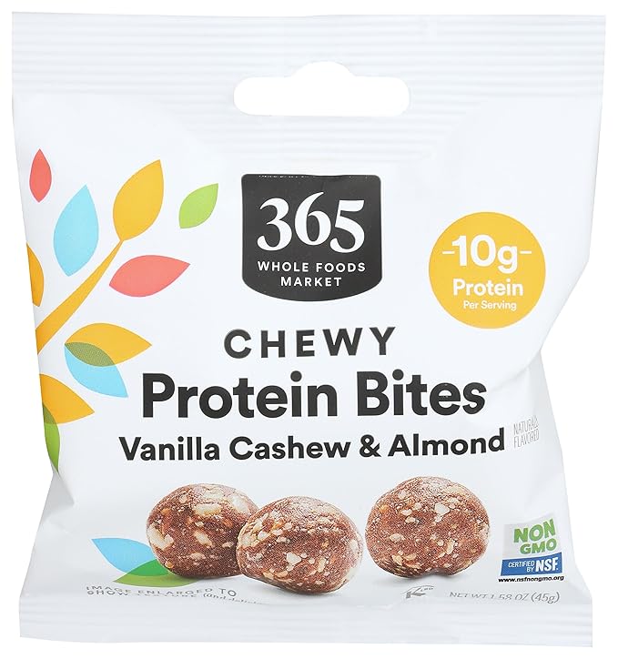 365 by Whole Foods Market Chewy Protein Bites – Vanilla Cashew & Almond, Vegetarian, 1.58 oz