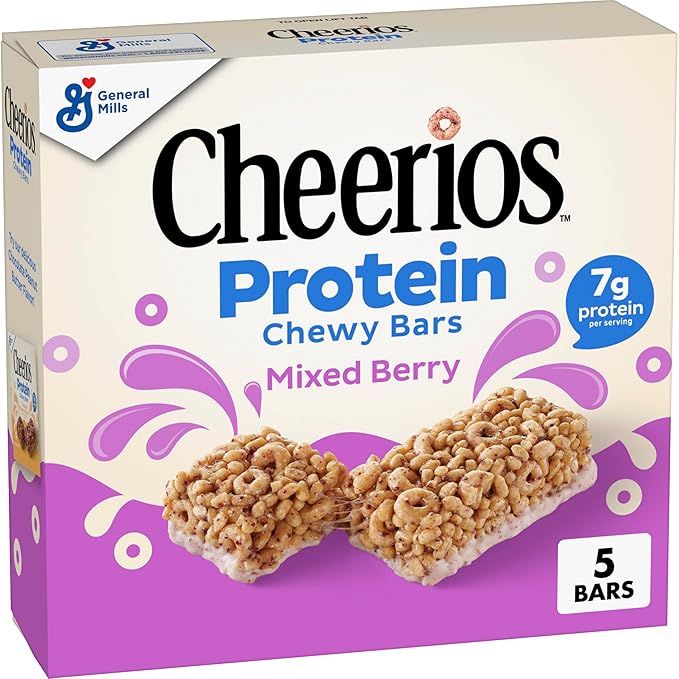 Cheerios Protein Chewy Bars – Mixed Berry, 5 Count, 6.35 oz