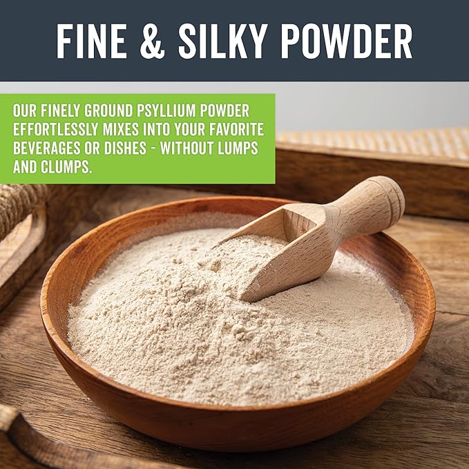 Viva Naturals Organic Psyllium Husk Powder – Finely Ground Plant-Based Fiber for Smoothies, Baking & Gut Health – Unflavored, Non-GMO, Gluten-Free, Vegan – 24 oz