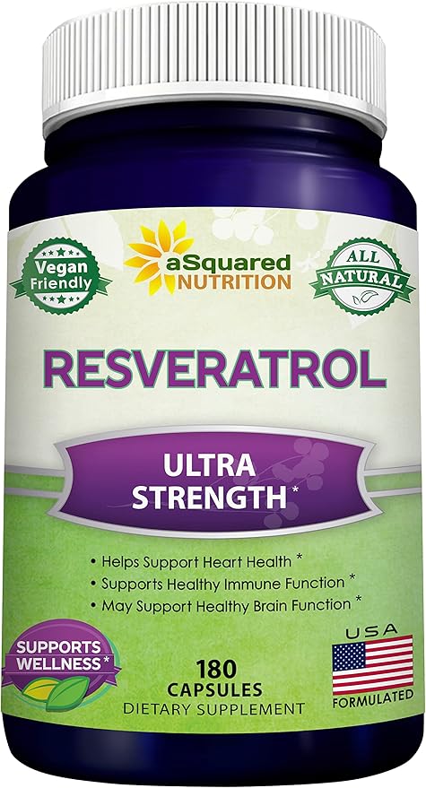 100% Natural Resveratrol 1000mg – Max Strength Antioxidant for Heart & Anti-Aging Support – Vegan, Non-GMO, Gluten-Free – 180 Capsules (90-Day Supply)
