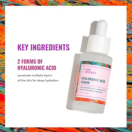 Good Molecules Hyaluronic Acid Serum – Ultra Hydrating, Non-Greasy, Plumping Facial Moisturizer – Vegan, Fragrance Free – 1 fl oz