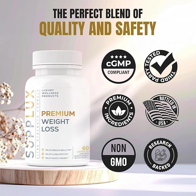 Premium GLP-1 Support Weight Loss Supplement – Appetite Suppressant & Belly Fat Burner – Fat Burner Pills for Women & Men – 7 Science-Backed Ingredients – 60 Capsules