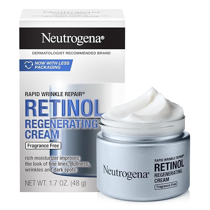 Neutrogena Rapid Wrinkle Repair Retinol Face Moisturizer – Fragrance Free – Daily Anti-Aging Cream with Retinol & Hyaluronic Acid – 1.7 oz