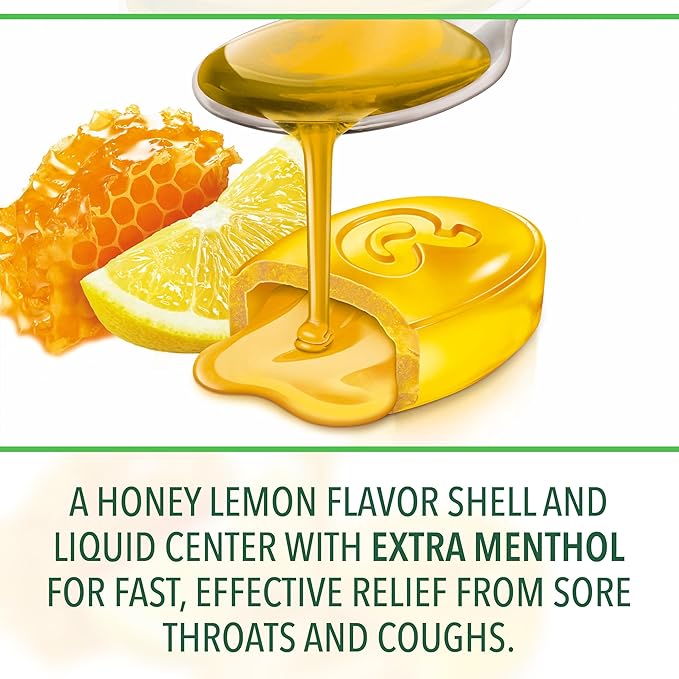 Ricola Max Honey Lemon Cough Suppressant Drops – 34 Count, Dual Action Liquid Center for Soothing, Long-Lasting Throat Relief with Menthol & Swiss Herbal Blend
