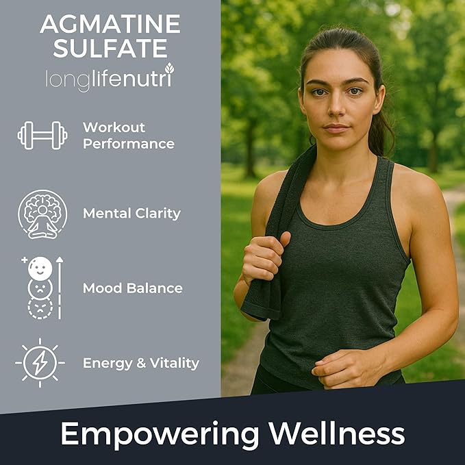 Agmatine Sulfate – 500 mg, 180 Vegetarian Capsules, 6-Month Supply, Made in USA