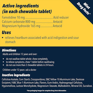 Pepcid Complete Chewable Tablets for Heartburn Relief Mint Flavor 50 Count