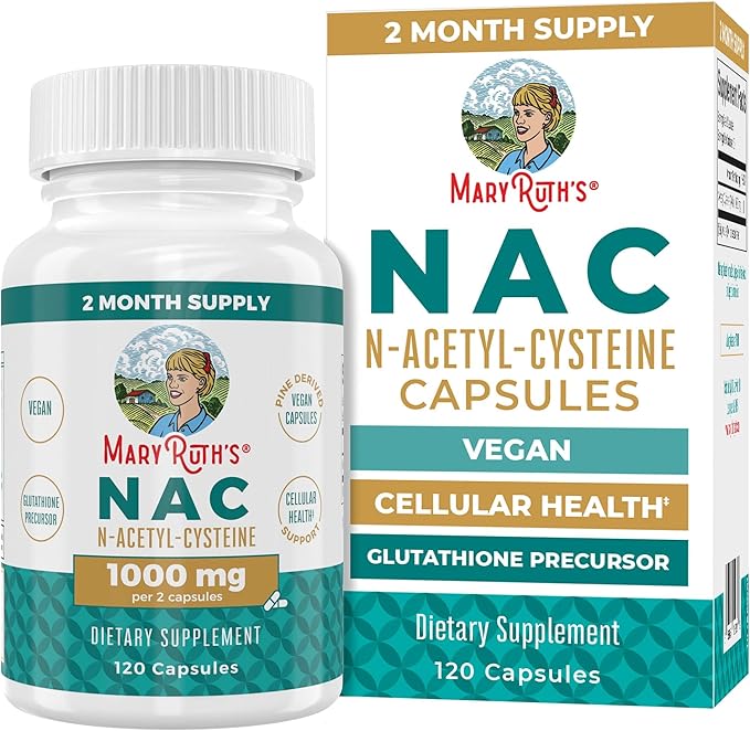 MaryRuth’s NAC 1000mg – N-Acetyl Cysteine for Immune, Liver & Antioxidant Support – Vegan, Non-GMO – 120 Capsules (2 Month Supply)