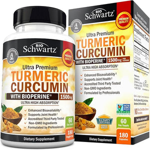 Turmeric Curcumin 1500mg with BioPerine® – 95% Curcuminoids, Organic Turmeric & Black Pepper – High Absorption Joint, Immune & Antioxidant Support – Vegan, Non-GMO – 90 Capsules