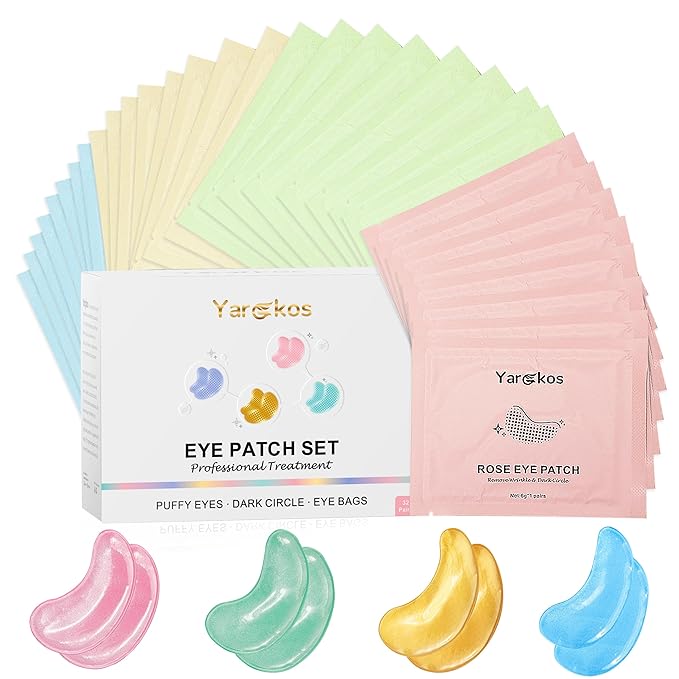 Yargkos Under Eye Patches – Hydrating Collagen Eye Masks, 32 Pairs Travel Set