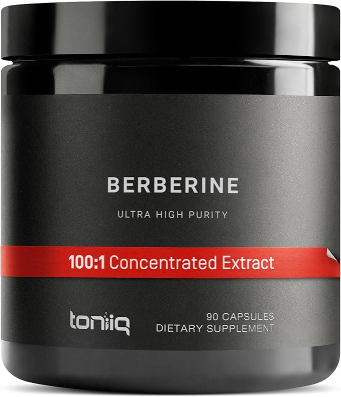 Toniiq Berberine 500mg – Ultra High Strength 97% Purity – Wild Harvested Berberine HCl from Himalayas – Blood Sugar, Heart & Metabolic Support – Non-GMO, Gluten-Free – 90 Veggie Capsules