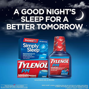 Tylenol Simply Sleep Nighttime Sleep Aid Caplets 100 Count – 25 mg Diphenhydramine HCl Non-Habit Forming Sleep Support for Adults
