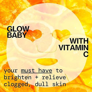 Pacifica Glow Baby Brightening Sheet Face Mask – Vitamin C, Aloe & Kelp – Vegan, Clean Beauty, Cooling Mask for Dark Spots & Fine Lines