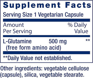 Life Extension L-Glutamine – 500 mg, Amino Acid Supplement, 100 Vegetarian Capsules, Gluten-Free, Non-GMO