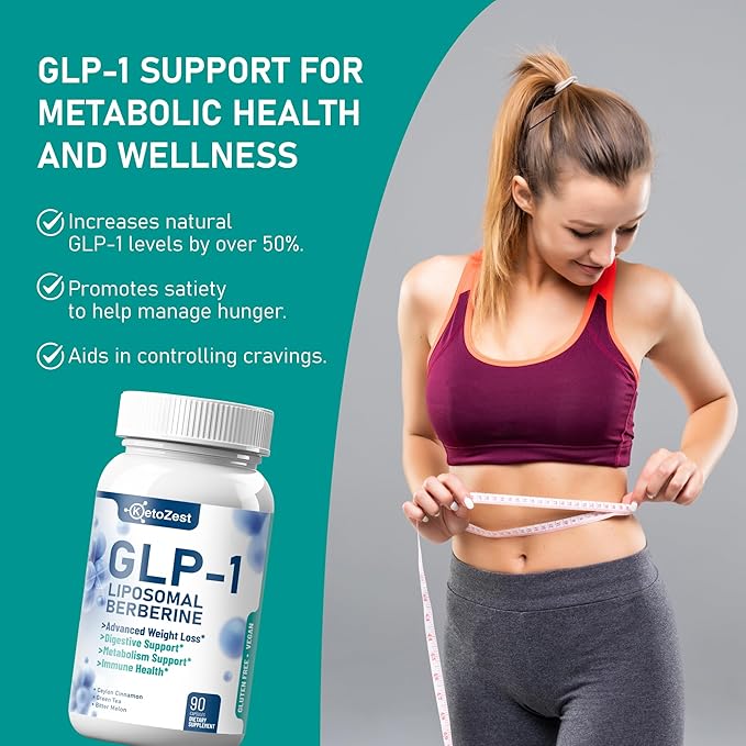 GLP-1 Weight Loss Support Supplement – 15-in-1 Appetite Suppressant & Fat Burner for Women & Men – Liposomal Berberine, Bitter Melon, Ceylon Cinnamon, Citrus Bergamot – 60 Capsules