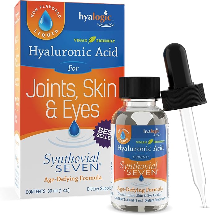 Hyalogic Synthovial Seven Hyaluronic Acid Liquid – HA Support – Vegan, Non-GMO, Gluten-Free – 1 oz