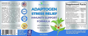 Adaptogen Stress Relief & Immune Support – 9-Herb Adrenal Formula with Ashwagandha, Astragalus, Rhodiola & Maca – Non-GMO – 60 Capsules