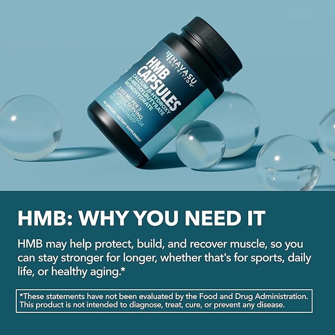 HMB Capsules 2000mg – Calcium B-Hydroxy B-Methylbutyrate, 90 Capsules, Vegan, Non-GMO, Gluten-Free