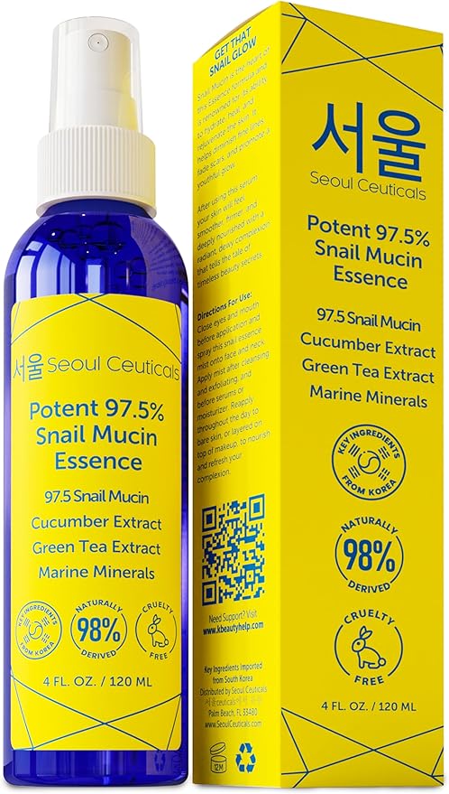 SeoulCeuticals Snail Mucin Face Mist – Hydrating Korean Essence Spray, 4oz