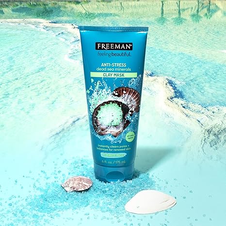 Freeman Anti-Stress Dead Sea Clay Mask – Calming Face Mask with Lavender & Sea Salt for Pore Cleansing & Balance – All Skin Types, Cruelty-Free (6 fl. oz.)