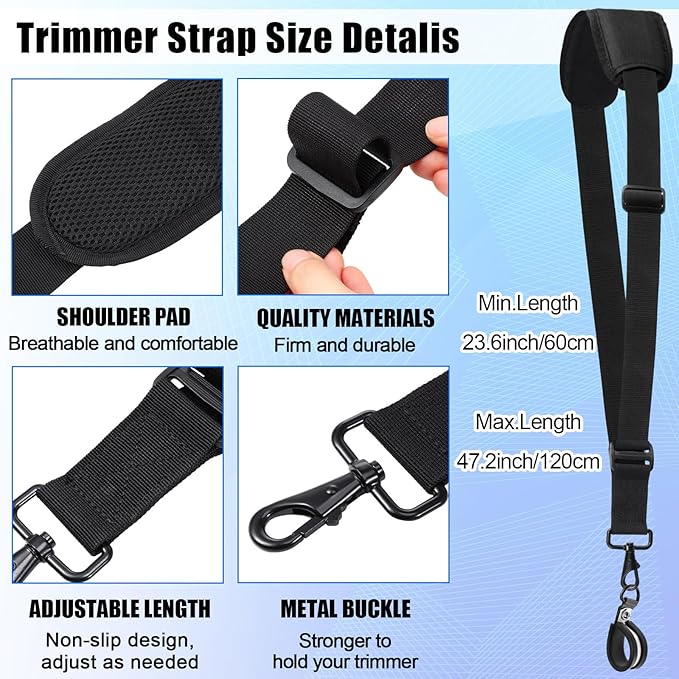 2 Pcs Padded Double Shoulder Strap Belt, Adjustable Trimmer Shoulder Strap for Brush Cutter, Lawn Mower, Blower