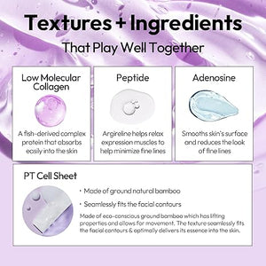LAPCOS Collagen Sheet Mask – 5-Pack Firming Daily Face Masks with Peptides for Anti-Aging, Wrinkle Minimizing & Hydration – Korean Beauty Skincare